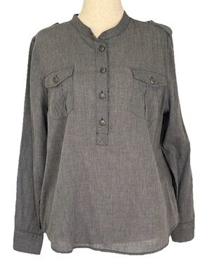 a.n.a Gray Chambray Utility Top XL